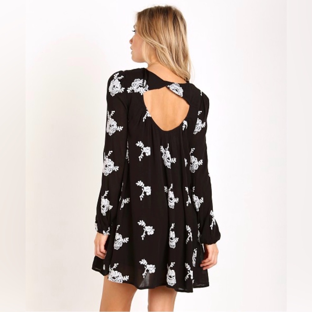 Free People Black and White Floral Mini Dress